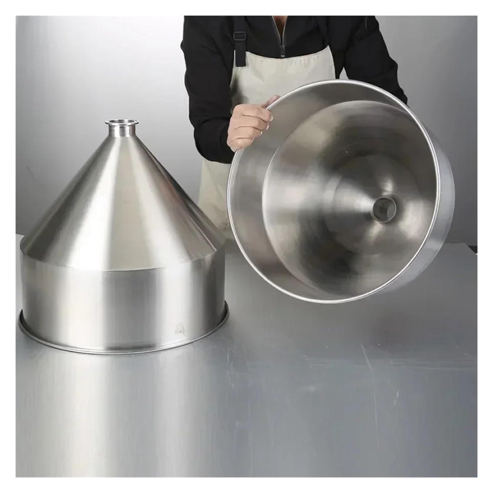 Großer 60 cm Edelstahl-Trichter mit 70 l Fassungsvermögen für Lebensmittelmaschinen, verdickte Zylinderfüllmaschine Trichter