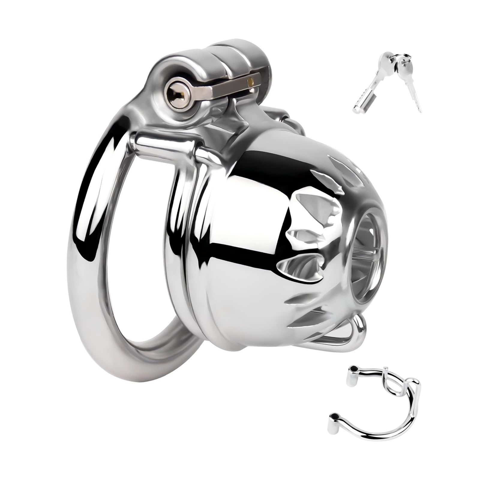 Petite Cage de Chasteté pour Pénis avec Anneau PA Chasity Cage avec Serrure Dissimulée et Ceinture SM Sex Toys Cage Chastetée Respirante en Acier Inoxydable pour le Bondage du Pénis (A,50mm)