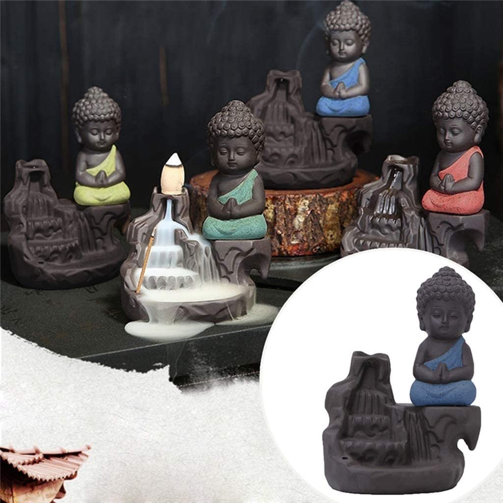 Uchwyt Na Kadzidełko Ozdoby Do Czytelni 4 Sztuk Uchwyt Kadzidła Wieża Z Przepływem Zwrotnym Stożek Porcelana Ceramiczna Budda Mnich Kadzidło Palnik Home Office Herbaciarnia Dekoracja