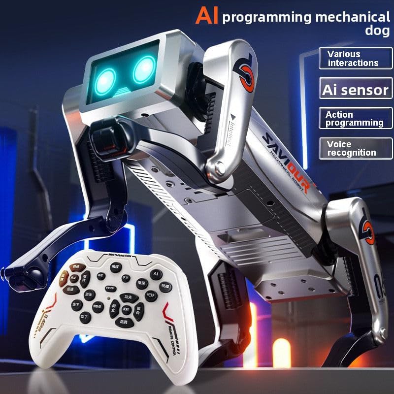 Image of Advanced AI Robot Dog Toy for Kids | Smart Walking & Jumping RC Pet with LED Eyes, Voice Control, Tricks, Dance & Remote | Interactive Rechargeable Robo Puppy for Boys & Girls (Big)