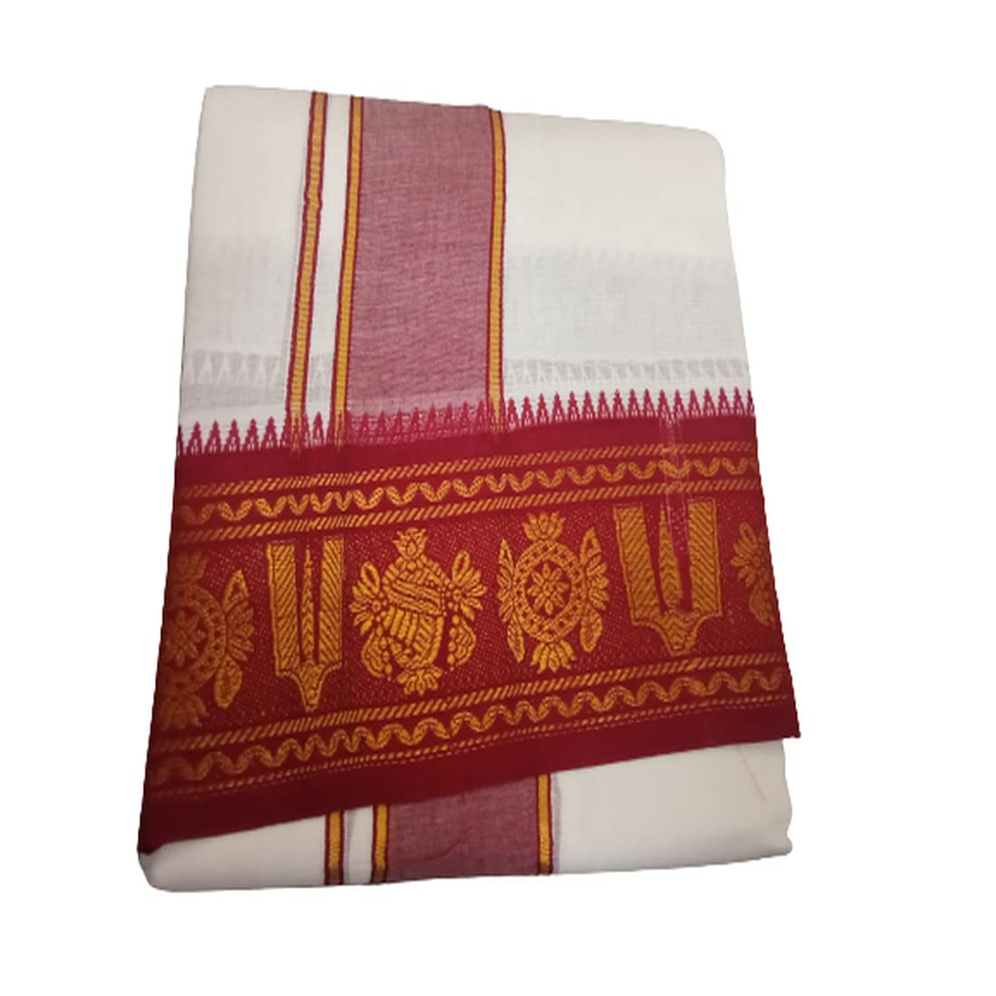cotton colors ThirupatiNamma border Men's Cotton Dhoti with towel angavastram 2in1 (9x5, white, Free size)_DS0022-picture-20