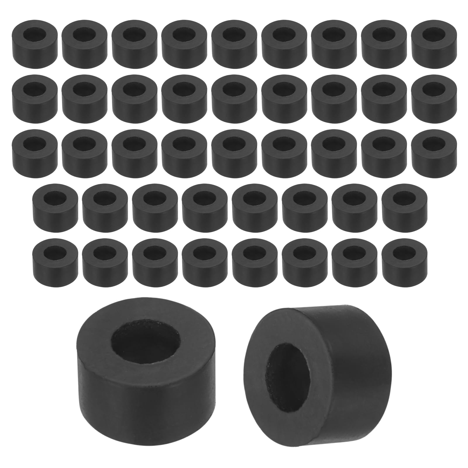 sourcing map 2Pcs Rubber Spacers, 60mm OD, 15mm ID, 30mm Thick Black Round Anti Vibration Rubber Pads Isolation Bushings Washer for Home Cars Boat(2.36" OD x 0.59" ID x 1.18" Thick)
