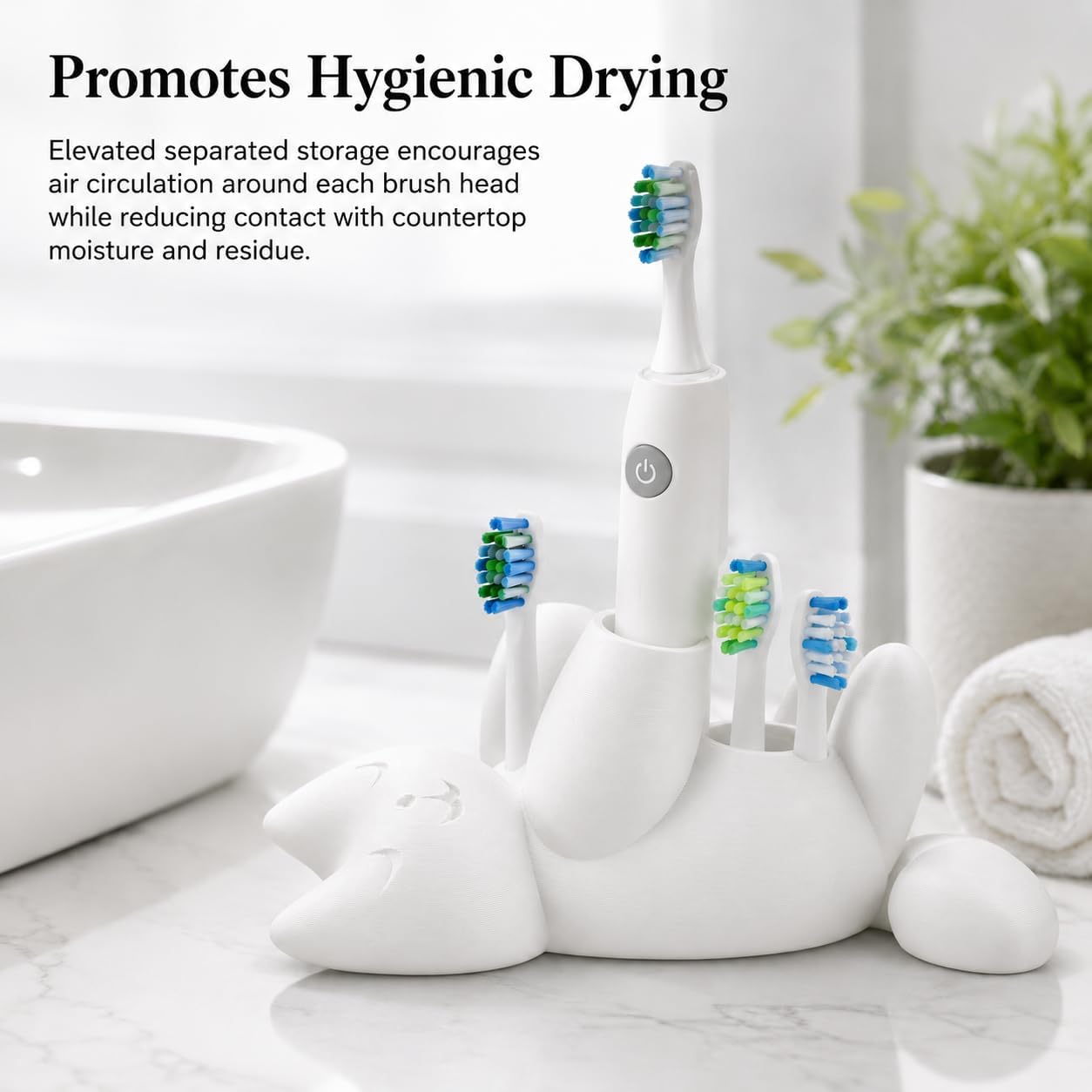 SplashNColor Crazy Cat People Electric Toothbrush Holder – Freestanding Head & Handle Organizer | Friction Fit Design | Bathroom Counter Storage for Multiple Brush Heads image 5