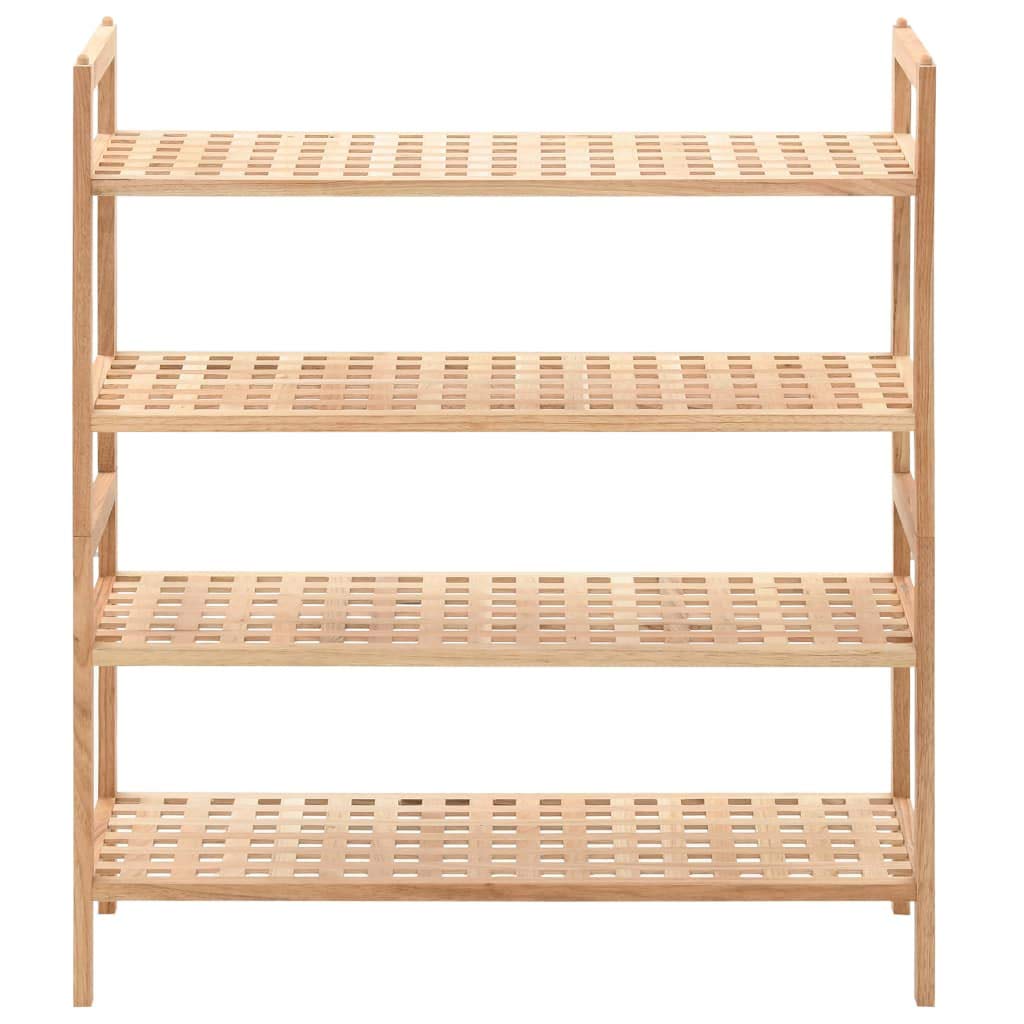 Schuhregal Walnuss stapelbar L x B x H : 69x26x81 cm Schuhablage mit 4 Ablagen für ca. 12 Paar Schuhe Holz Schuhrschrank zum aufeinander Stellen aus Nuss, Natur