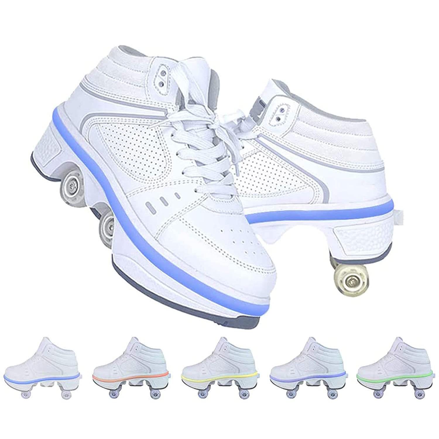 Walking Shoes Invisible Roller Skates in Removable Roller Skates  Skating Double Row Deformation Wheel Deformation Built-In Rechargeable  Lithium