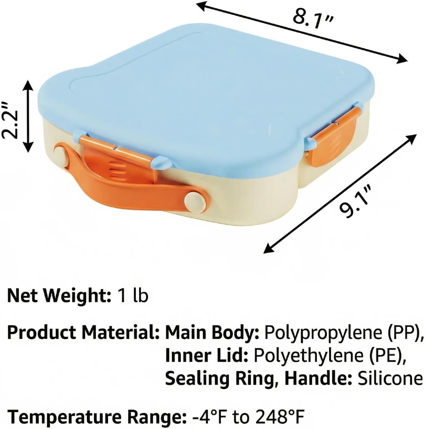4 Compartment Lunch Box for Kids - Cute Bread Shapes Kids Lunch Box, BPA-Free PP Material, Unbreakable & Leak Proof, Easy to Clean, Ideal for School, Boys Girls (Taro Purple)