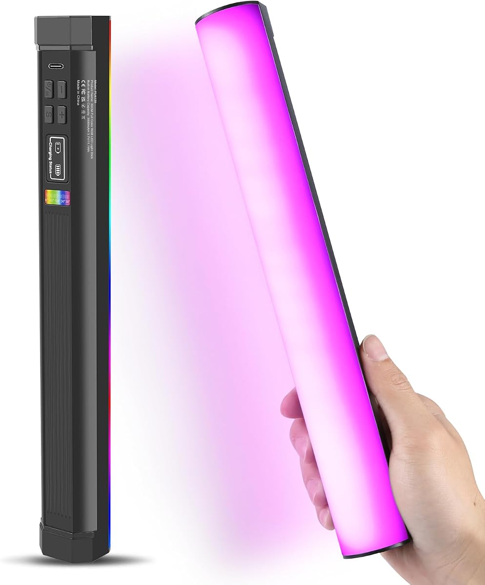 114 LEDs RGB Video Light Wand, Magnetic Handheld Magnetic Tube Light 2500K-9000K CCT & 20 Scene Modes with 3000mAh Battery, 95+ CRI, 120° Beam Angle for Photography YouTube TikTok Vlog