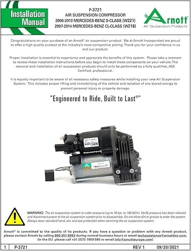 Miniatura 5 de Arnott - Compresor de suspensión neumática AMK - 07-14 Mercedes Clase CL (W216), 07-13 Clase S (W221) (P-3721)