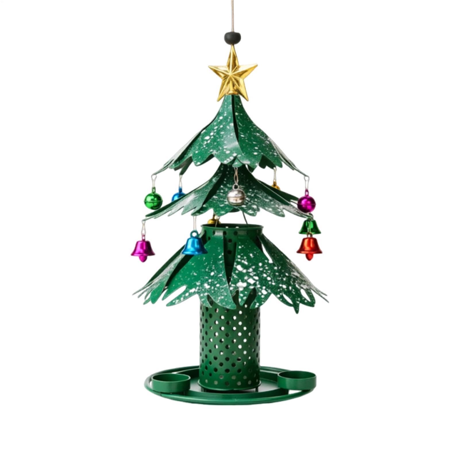 de metal para pájaros, estación de árbol de Navidad con 3 cuencos