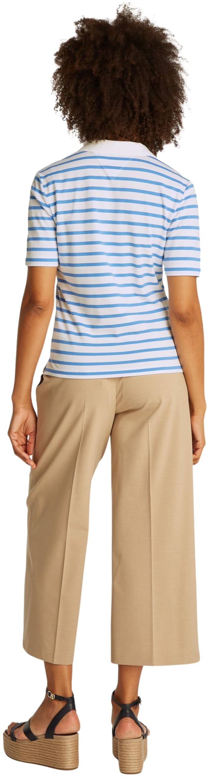 Tommy Hilfiger Women's Regular Fit Short Sleeve Polo Shirt, Multicolor (Ecru/Blue Spell STP), S