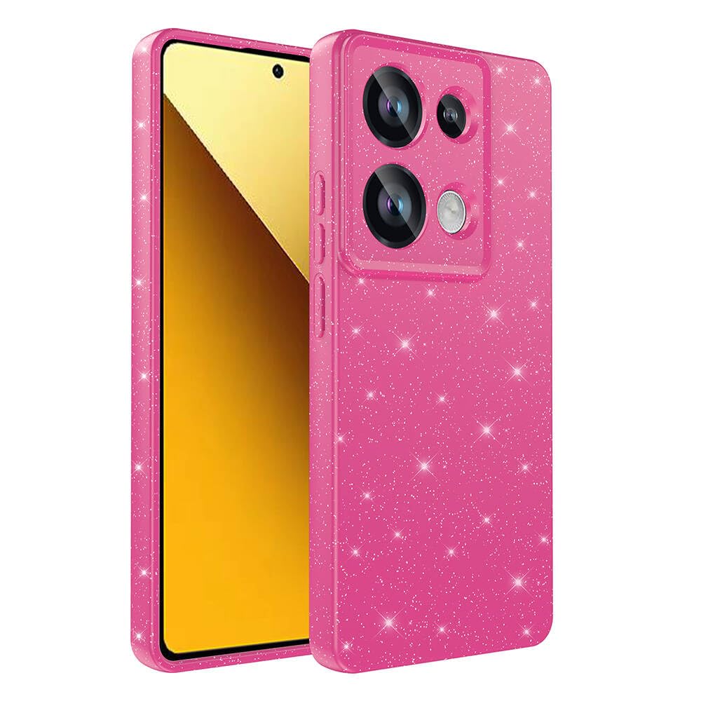 Zore Xiaomi ile uyumlu Redmi Note 13 Pro 4G Kılıf Kamera Korumalı Simli Lüks Zore Koton Kapak Pembe Koyu