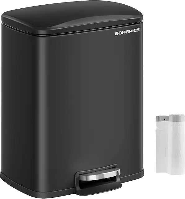 Cestino per Spazzatura SONGMICS 20L, Nero Inchiostro, Coperchio Morbido