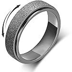 AmorArtSky Spinner Ring for Anxiety Relief Fidget: Anxiety Ring for Women Men, Titanium Stainless Steel Spinner Ring, 5 Colors, 6MM, Size 10, Sandblasted Finished Fidget Ring-Black