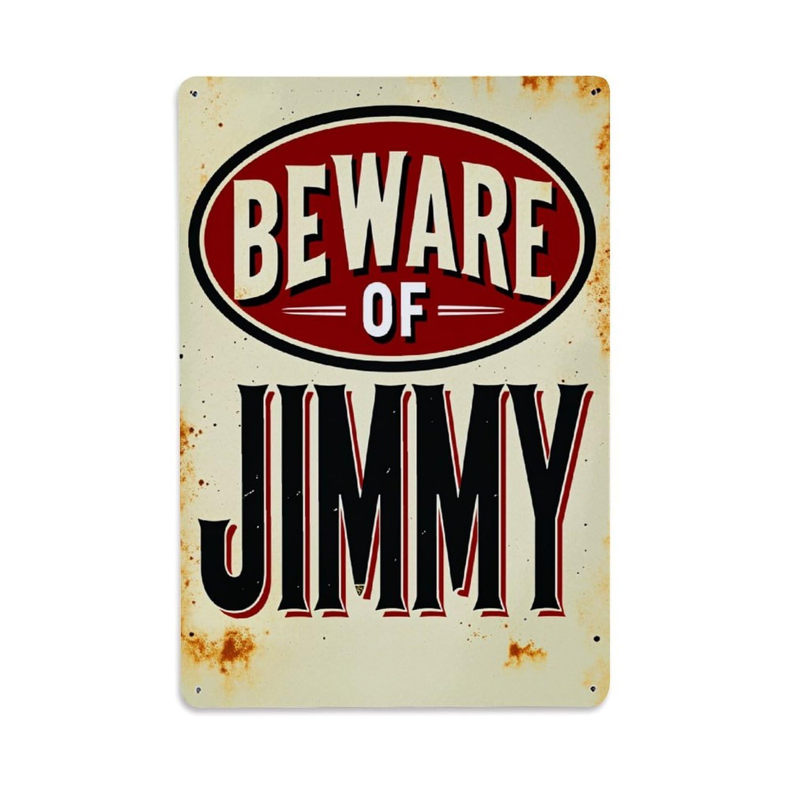 Enderetf Vintage Beware Of Jimmy Sign Pattern Tin Sign Metal Poster, Home Bar Garage Man Cave Cafe Indoor & Outdoor Wall Decoration 8X12inches