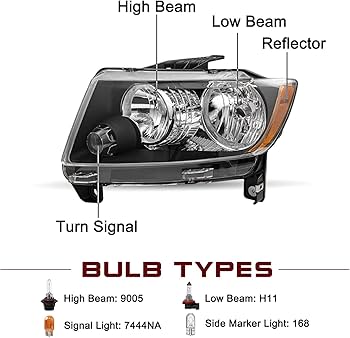 グランドチェロキー　後期　スモークレンズ ヘッドライト 左側 ヘッドライト 14-16ジープグランドチェロキーWK2用ブラック/スモーク