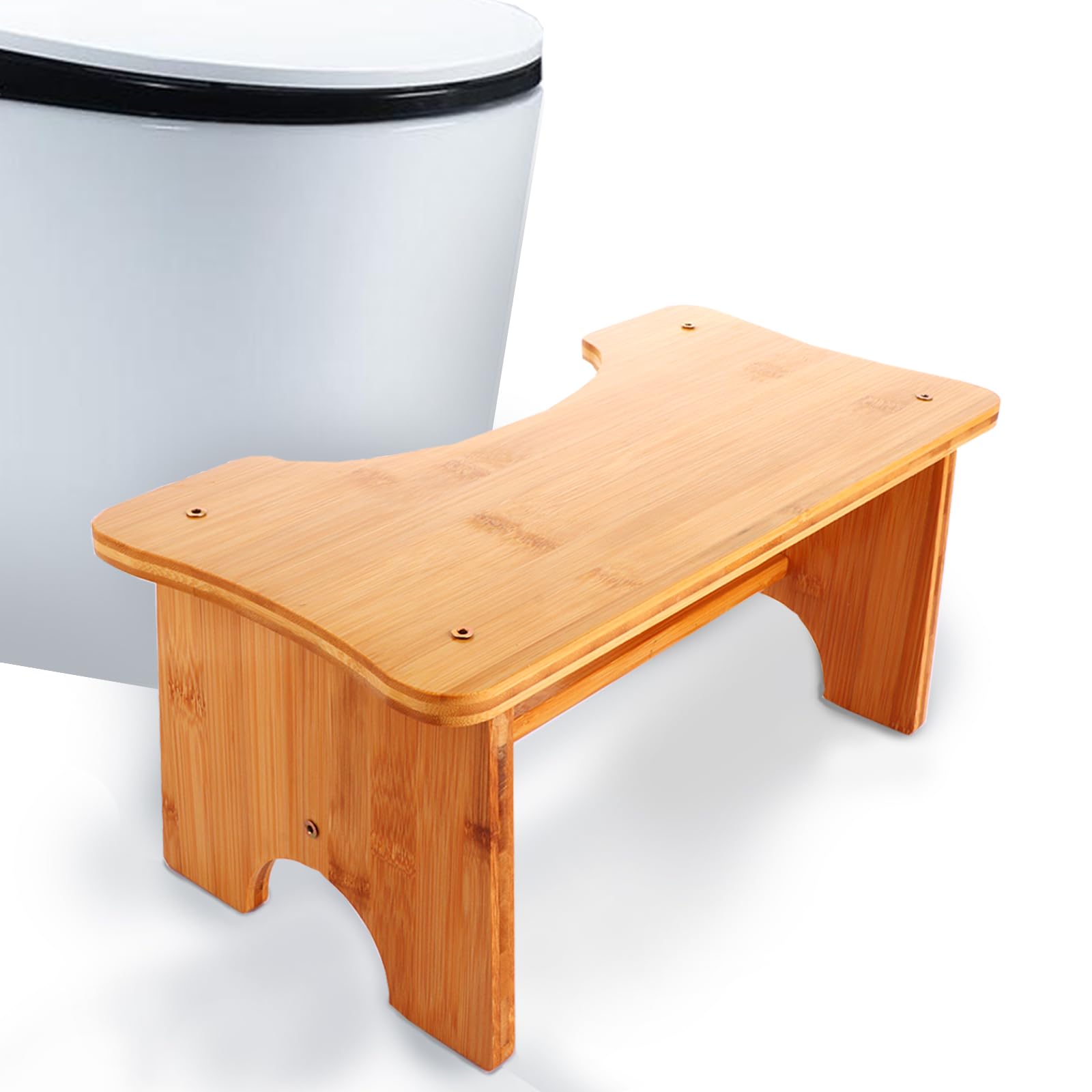 ASelected Toilettenhocker Kackhocker 30 x 19 x 17 cm Toilettenfußpedal aus Holz Squatty Potty Tragbarer Kurzer Hocker (Holzfarbe)