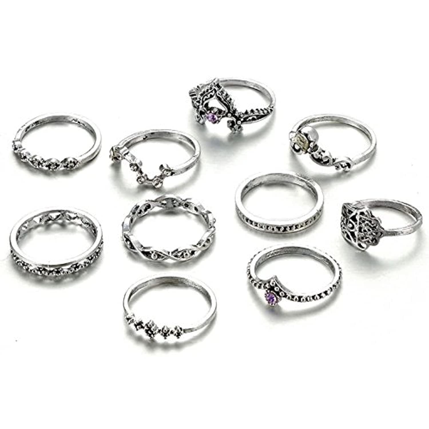 Shining Diva Fashion Oxidized Silver Stylish Ring for Women (Set of 10) (9160r) (B07DMGHDCQ) Amazon Price History, Amazon Price Tracker