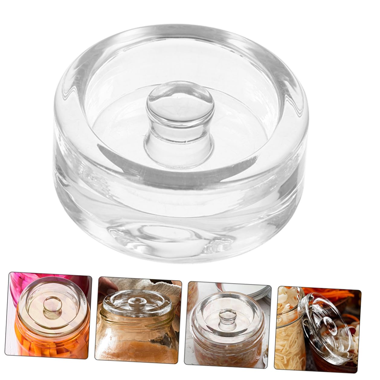STOBAZA Pesas de Fermentación de Vidrio para Tarro Ancho con Asa, 4 Piezas