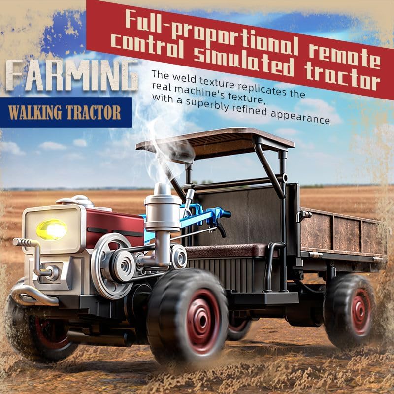 Image of Jet RoyHigh Performance Full Scale Simulated Tractor 2.4GHz Remote Control 4WD Farm Vehicle Strong Climbing Heavy Load RC Toy, Multicolor (RC Tractor (C8836))