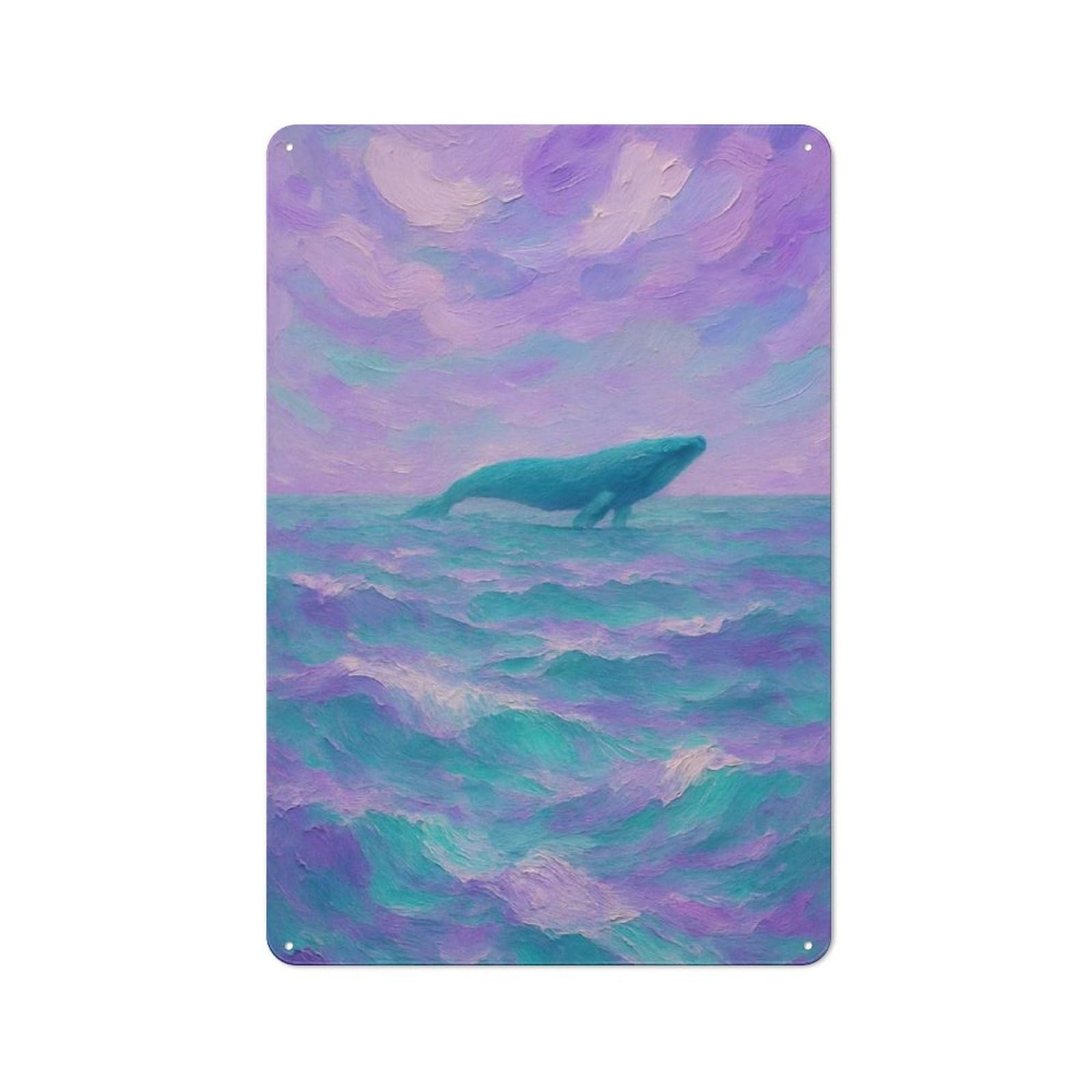 Junmoney Pastel Whale Dream - Soft Ocean Fantasy Art Vintage Tin Sign 30X20cm For Hobby Room Or Studio, A New Home Present For Creative Interior Collectors