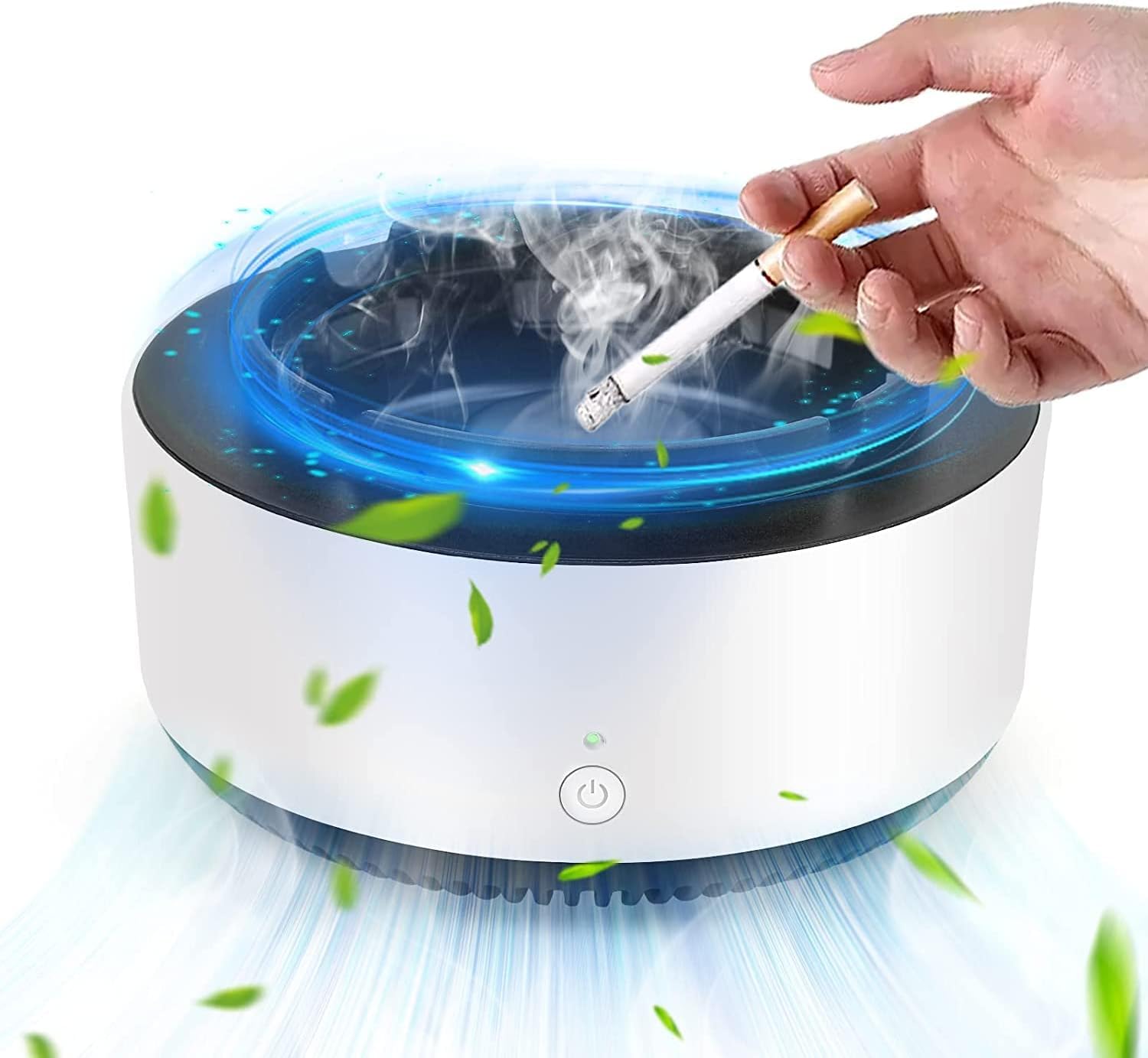 2 in 1 Air Purifier Smart Ashtray ashtray with Filter Indoor outdoors Smokeless Fresher air vacuum Purification camping Ash Trays for Cigarettes Smoke Removal (Green)