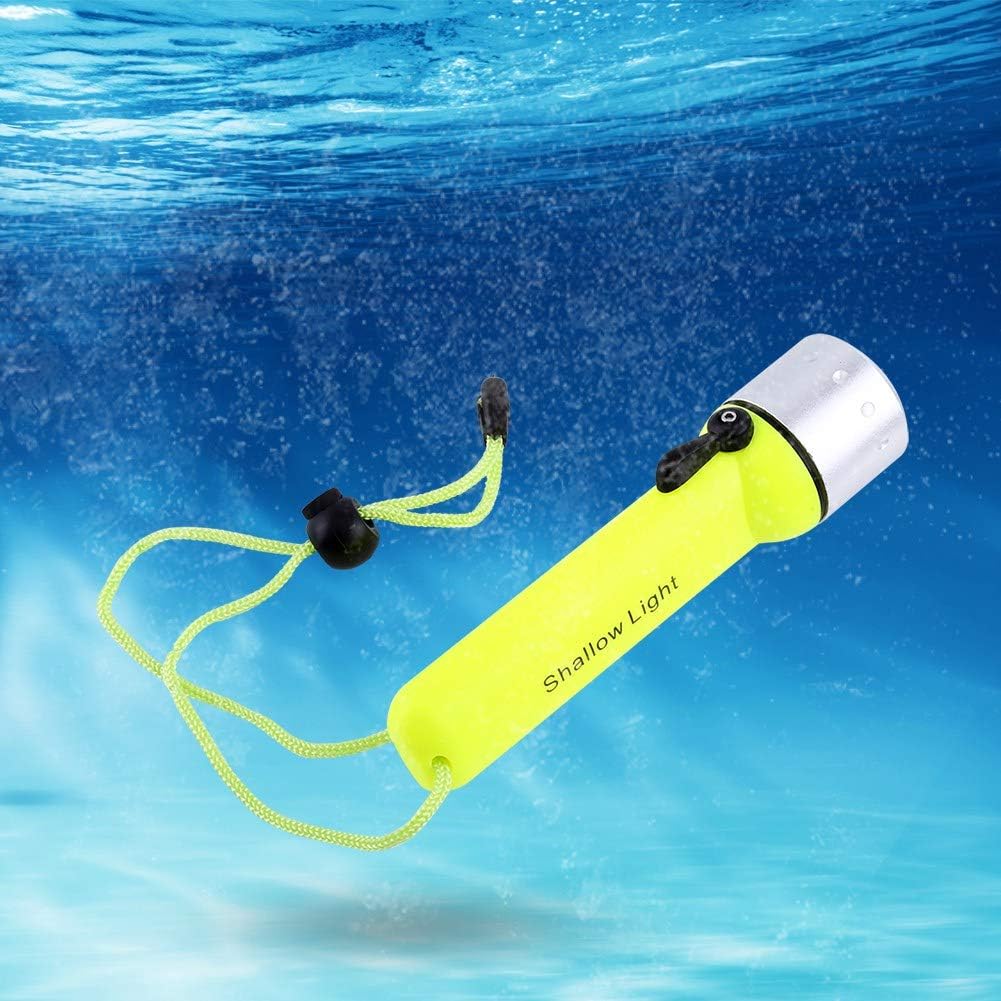 LED Diving Flashlight, 180LM Bright with Hand Strap Dive Light Waterproof Torch for Divers Snorkelers Underwater Exploration