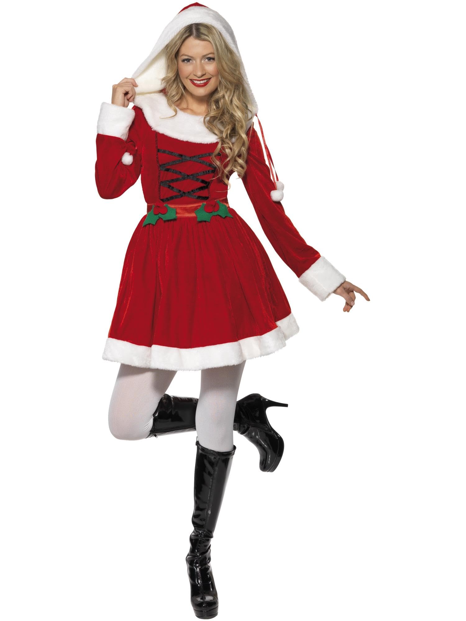 Smiffys Miss Santa Costume, S - UK Size 08-10, Red