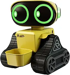 Esquirla Brinquedo robô para crianças, caminhada inteligente com luz, dança, música, robô rc, programação para crianças, presentes de aniversário, amarelo