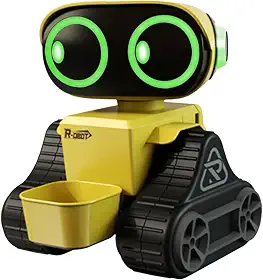 Esquirla Brinquedo robô para crianças, caminhada inteligente com luz, dança, música, robô rc, programação para crianças, presentes de aniversário, amarelo