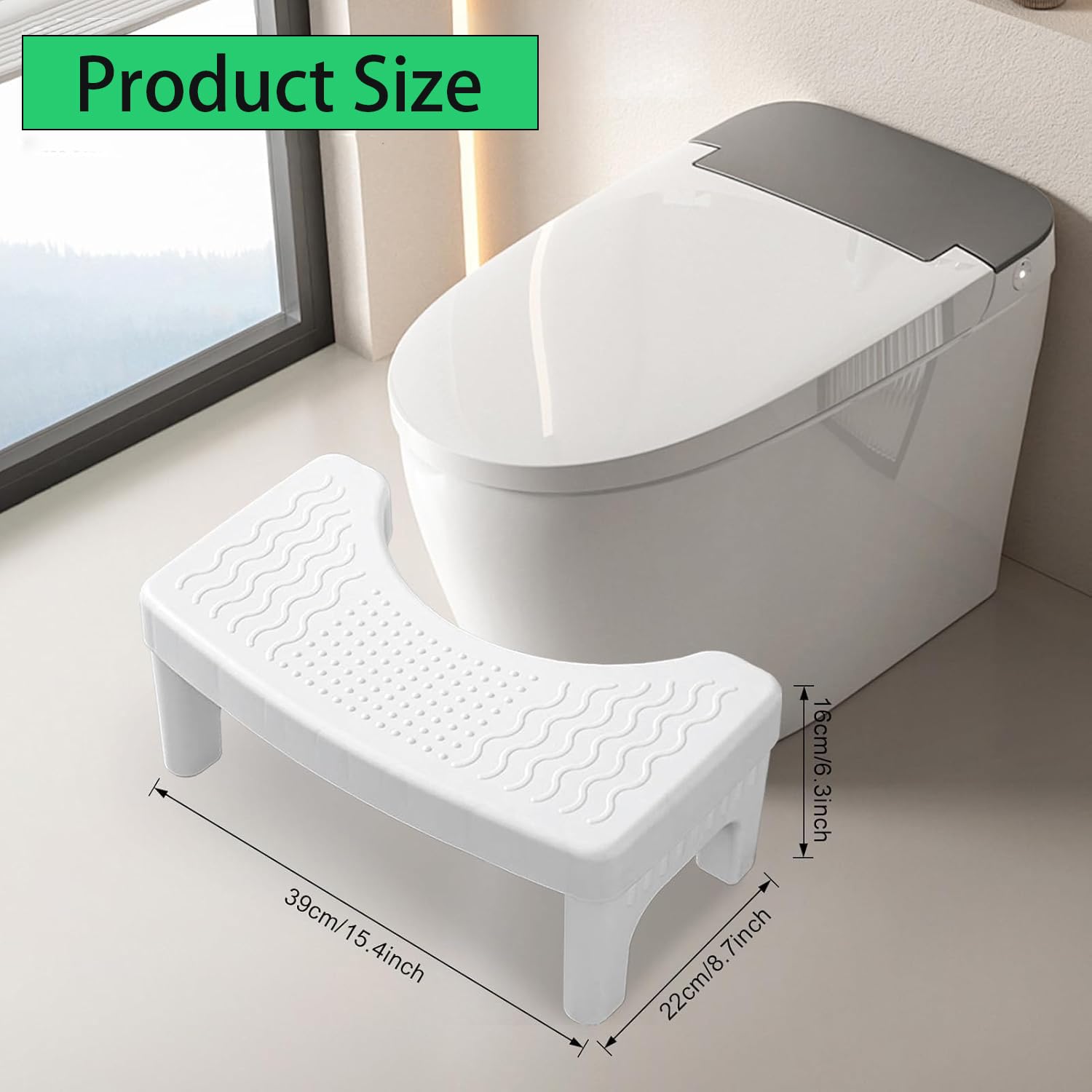 Taboret toaletowy dla dorosłych, składany taboret do WC, taboret WC poprawiający postawę podczas używania toalety, pomaga w zespole jelita drażliwego, zaparciach i hemoroidach, (Biały)