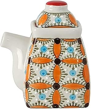 Oil and Vinegar Dispenser Oil and Vinegar Dispenser,Ceramic Vinegar Bottle Pot KitchenDust Proof and Leak-Proof Japanese Tableware KitchenOrange