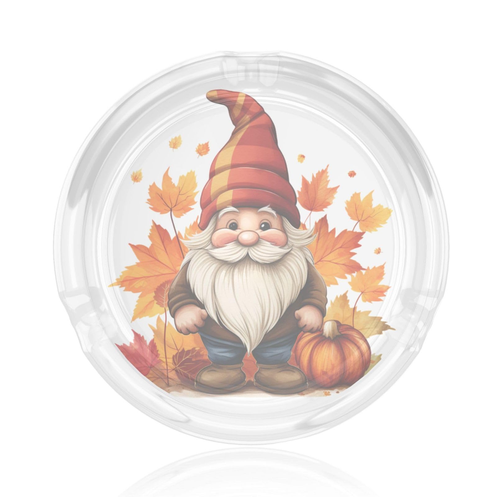 Cute Fall Gnome Glass Ashtray For Cigarettes Ash Trays Case For Home Office Decor