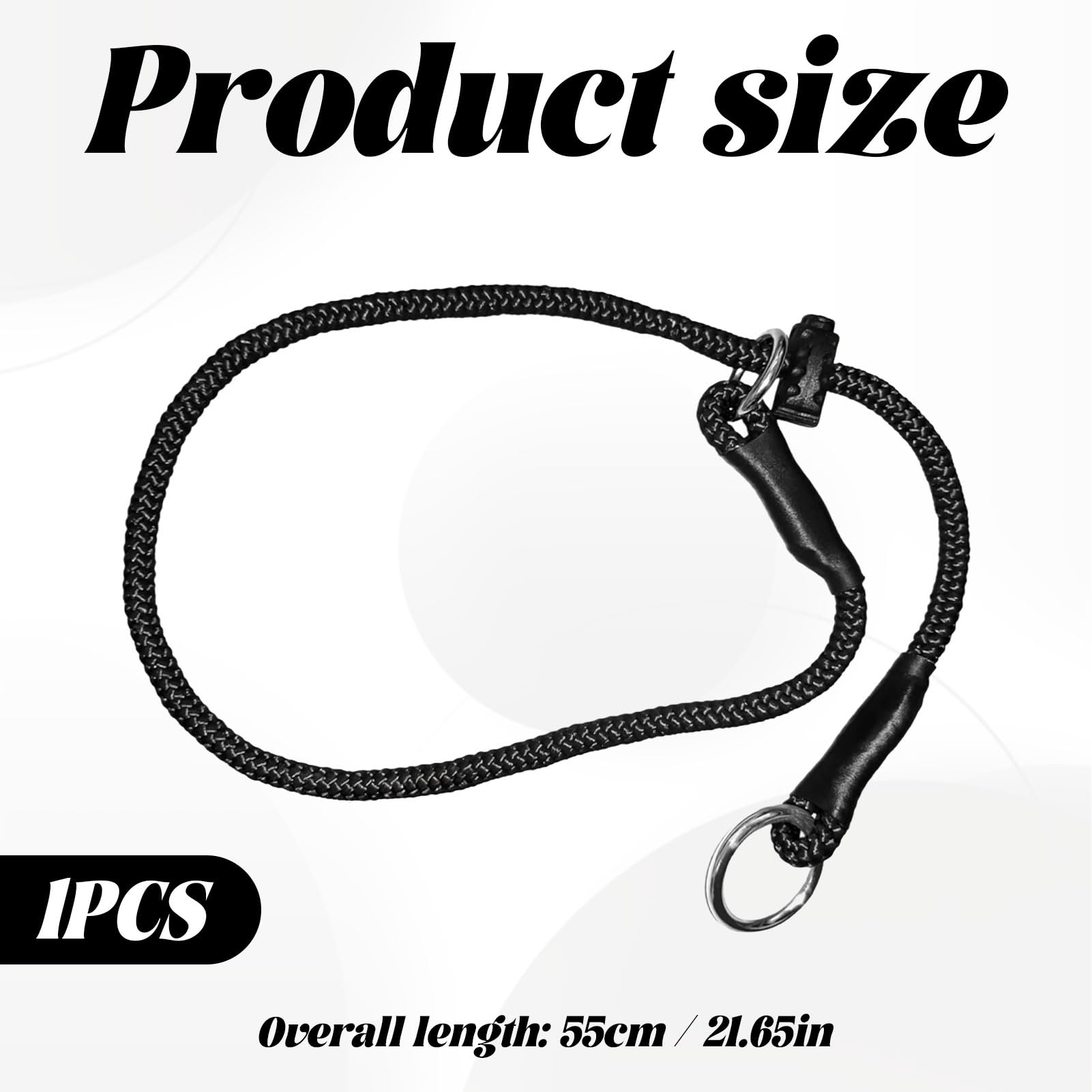 1PCS Nylon Dog Training Collar 55cm,Black Slip Collar for Dogs,No Pull P-Collar Dog Slip Collar for Small Dogs(M Size) - Image 2