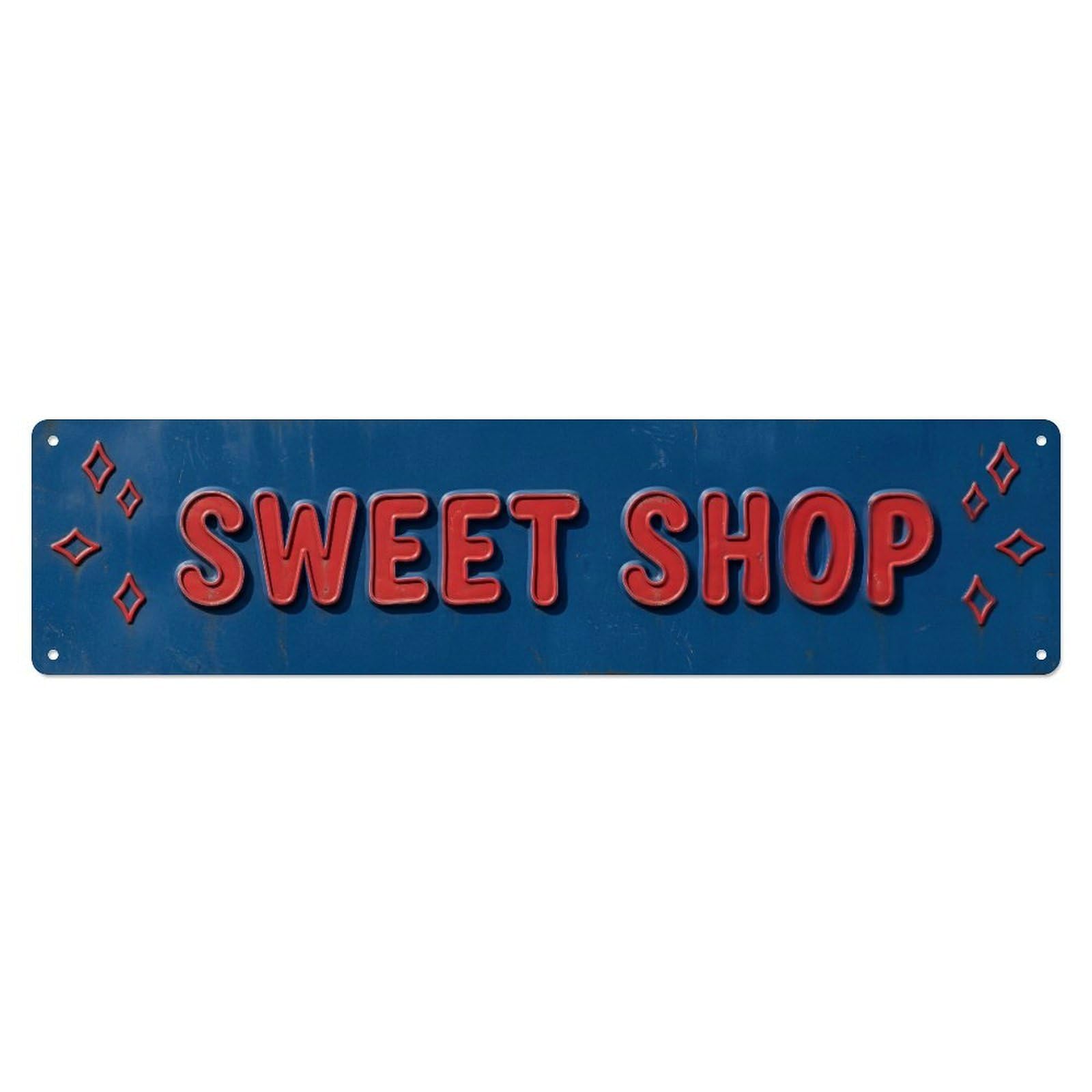 SWEET SHOP Sugary Delights Metal Tin Skinny Sign Plaque Wall Decor for Cafe, Club Bar, Office, Home Garden Metal Poster 4x16Inch