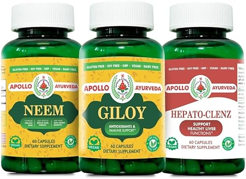 Paquete de cápsulas orgánicas de neem, Giloy (Guduchi), mezcla de cúrcuma (curcumina) y pimienta negra, 180 cápsulas, limpieza natural del hígado,