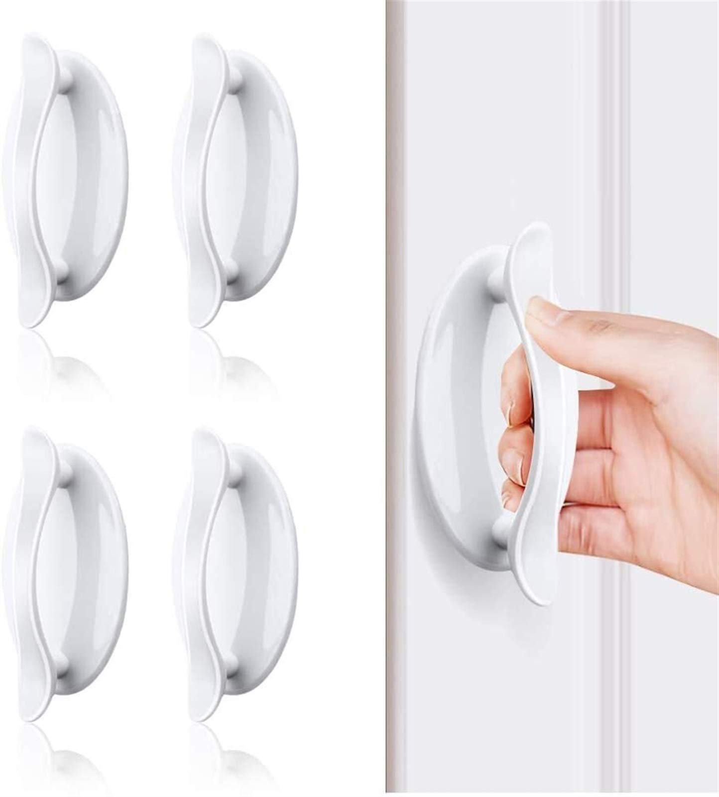 Poignées de porte autocollantes XMING lot de 4 en plastique ABS blanc