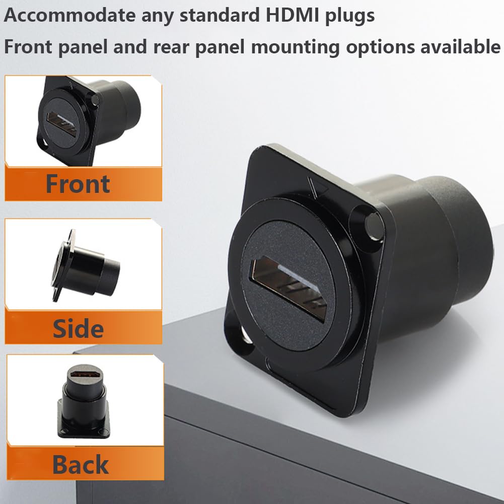 PENGLIN 2PCS Panel Mount HDMI Extension Cable Adapter, Female to Female HDMI Connector 60Hz 4K Extender for TV Monitor Projector - Image 4