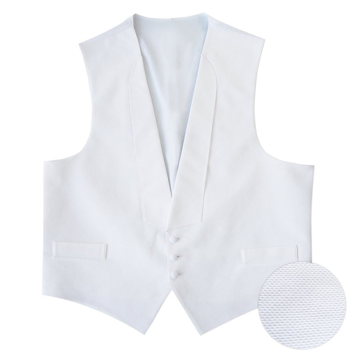 White Pique 3 Button Full Back Vest
