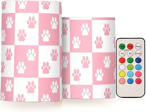 Velas falsas sin llama con control remoto, 2 velas falsas LED de color rosa, funciona con pilas, velas con temporizador para exteriores, interiores,