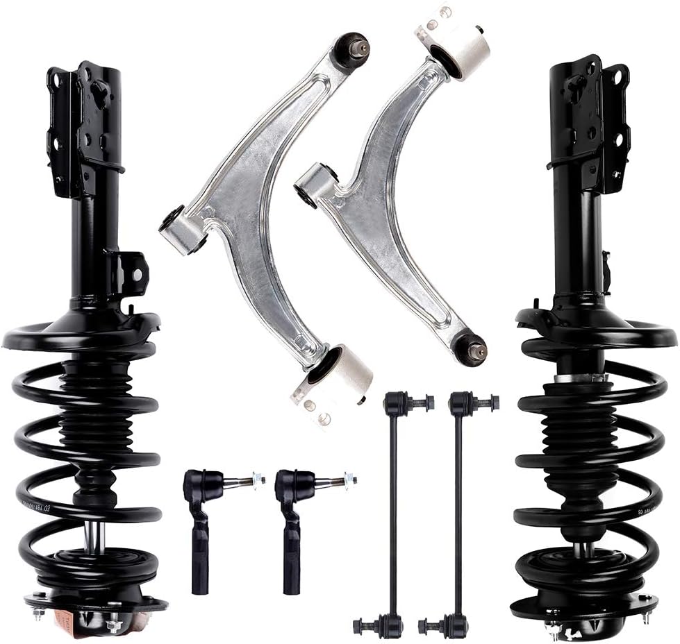 ECCPP Front Strut Spring Assembly, Control Arm and Ball Joint Assembly, Stabilizer Bar Link Kit, Tie Rod End Fit for 2004 2005 2006 2007 2008 2009 2010 2011 2012 for Chevrolet for Malibu Set of 8