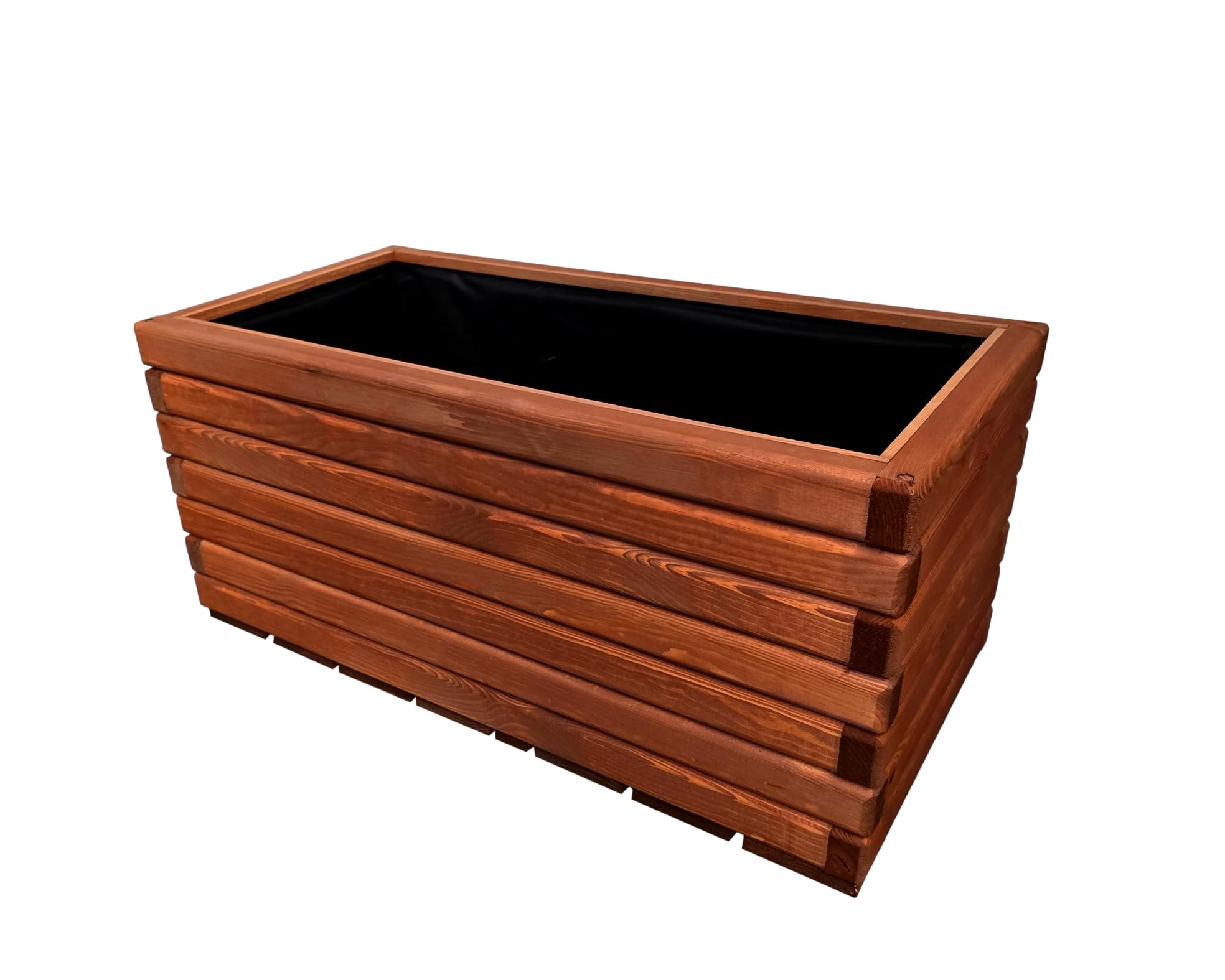 Donica Drewniana Impregnowana 80x40x40 cm Drewno Sosnowe Kolor Mahoń Skrzynka Na Kwiaty Zioła Balkon Taras Ogród 88L Wewnątrz Agrowłóknina
