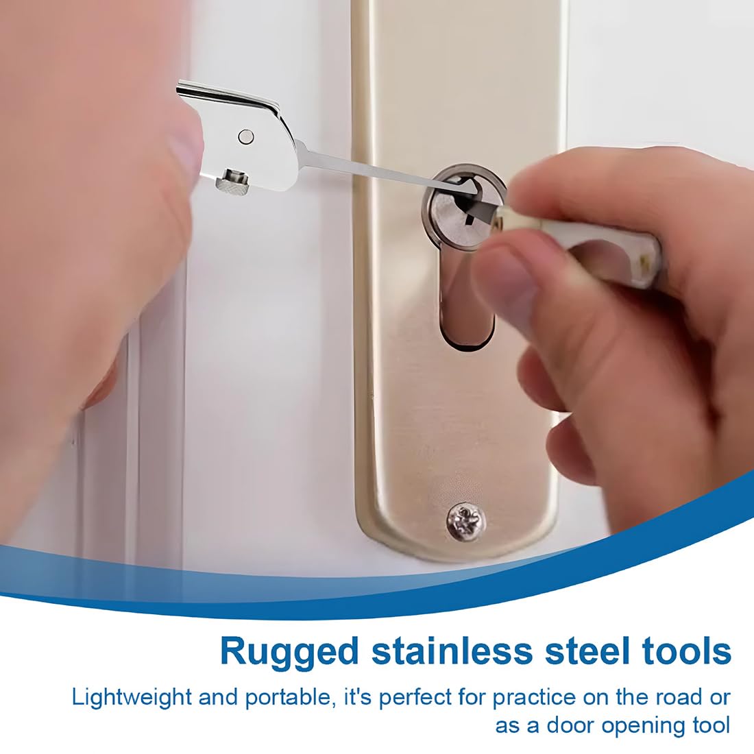 Produktbild von 20-in-1 Lockpicking-Set Aus Edelstahl – Schlüssellochsperrer, Türöffnungswerkzeug, Dietrich-Set Mit Spanner, Für Anfänger & Profis (Silber)