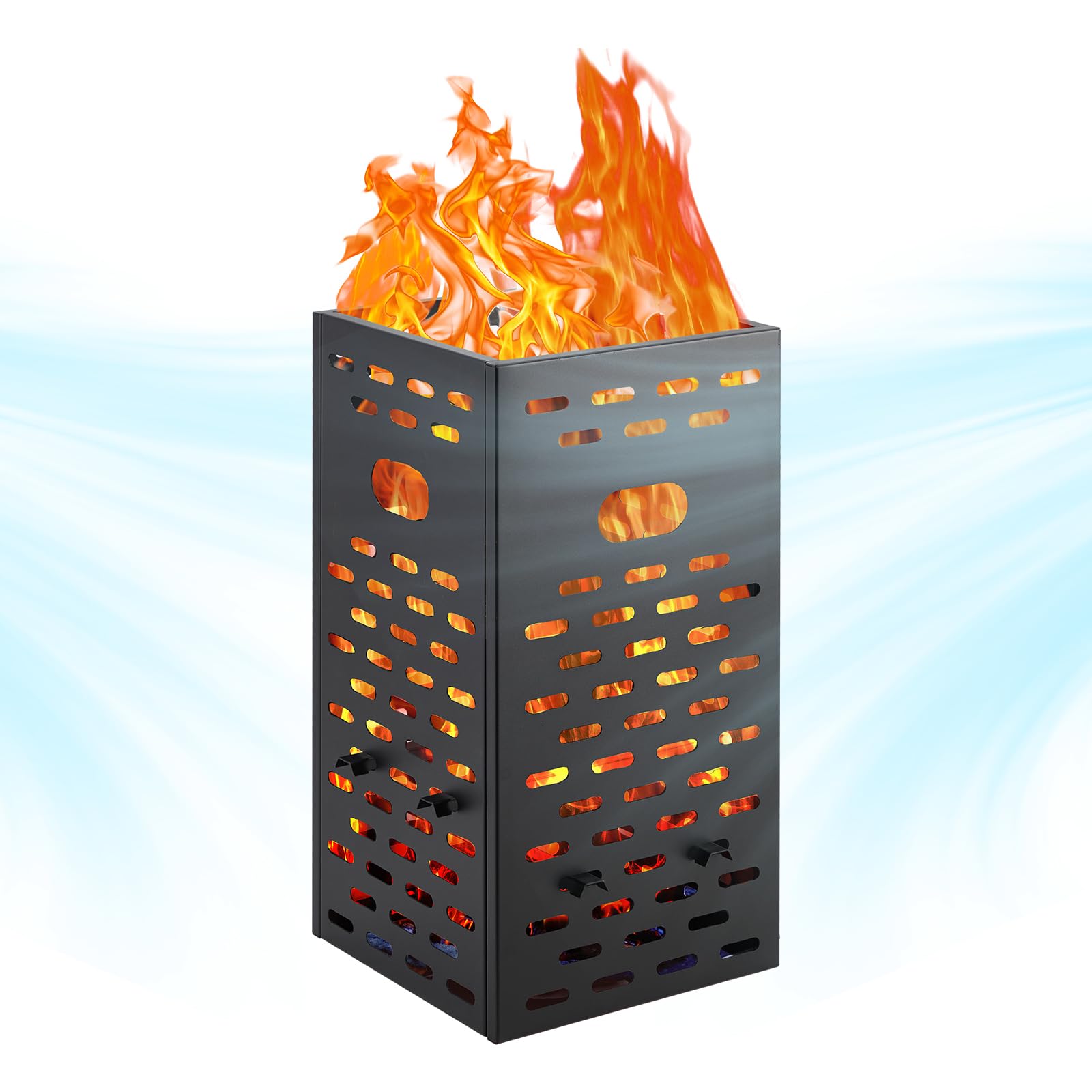 63 Gallon Burn Barrel - Barrel Burning Cage for Wood Paper Leaf, 2mm Thick Metal Burn Barrels Heavy Duty Fire Pit Cage with Ventilation & Ash Tray, Outdoor Trash Burning - 15x15x30 inch