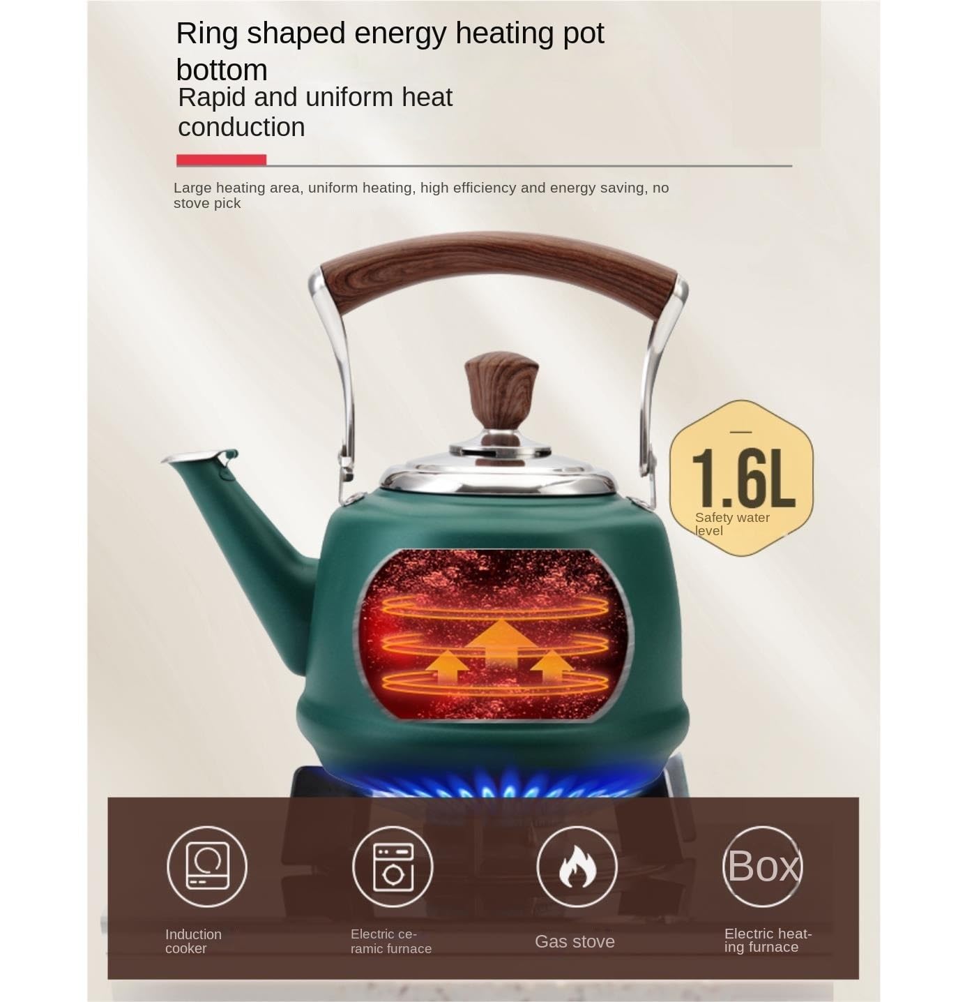 Tetera Tipo Cocinas Tetera De Acero Inoxidable 1,5 L Con Infusor For Cocina Inducción A Gas Calentar Agua Té(Black)