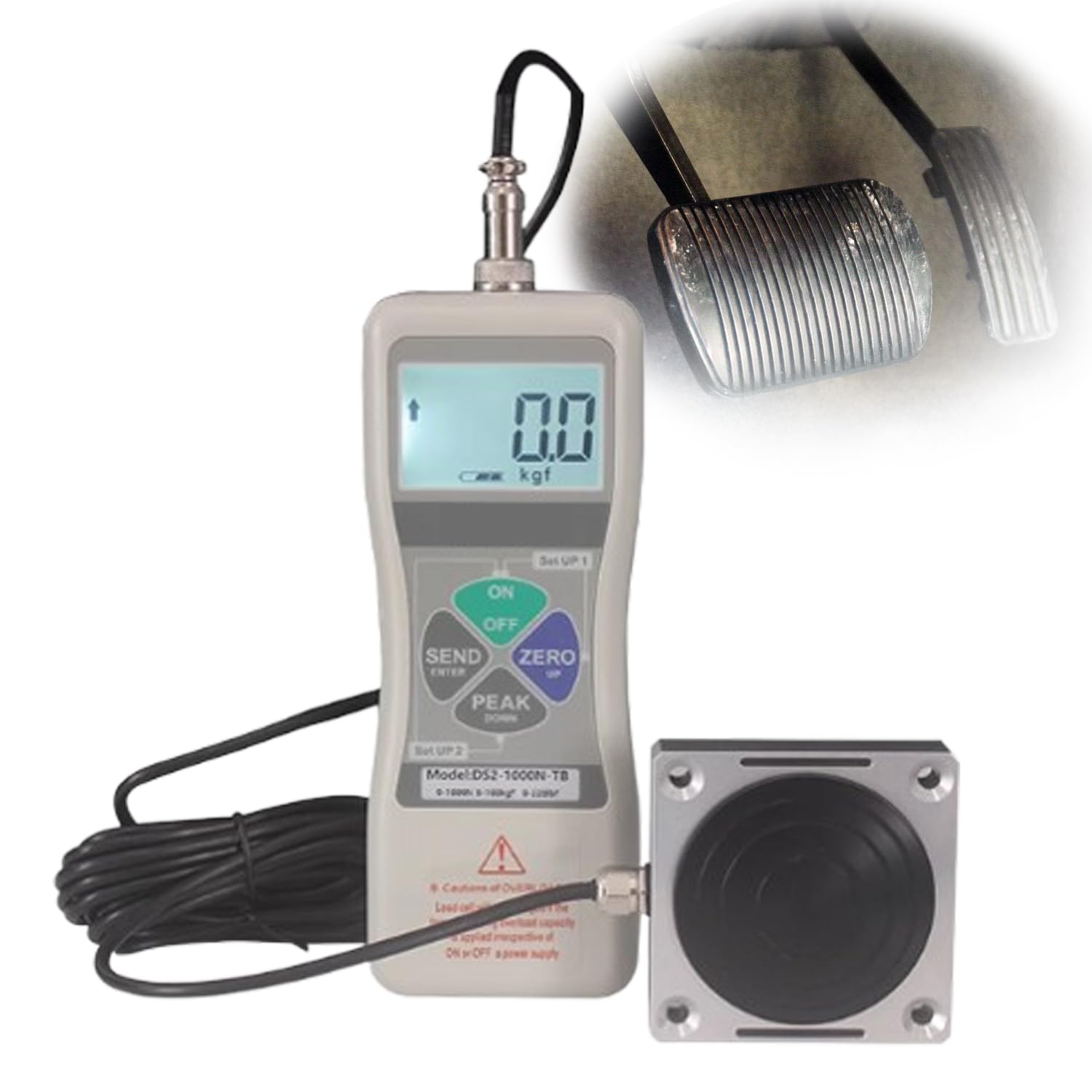 Medidor de Fuerza de Freno del vehículo Probador de Fuerza de Control de Fuerza de Pedal Digital, Unidad (N, Kg, LB), Salida de computadora USB, LCD con retroiluminación automática