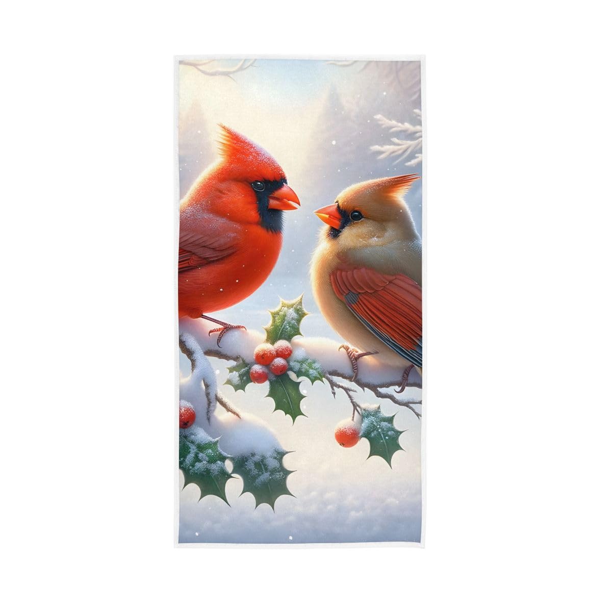 LSRCPD Christmas Winter Red Birds Hand Towels and Washcloths for Bathroom, Hand Towel for Bathroom, Travel, Camp, Hotel, Spa 15 x 30 Inches