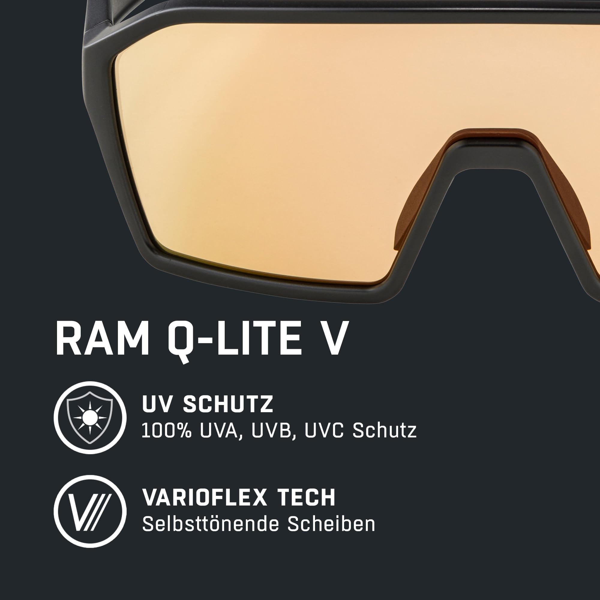 ALPINA RAM Q-LITE V Sportbrille, black matt, One Size | selbsttönend - kontrastverstärkend - verspiegelt - beschlagfrei - 100% UV-Schutz - ideal für MTB & Trail