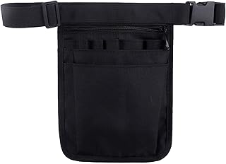 Bolsa para enfermeiro, bolsa com vários compartimentos, bolsa com cinto ajustável, acessórios para conjunto de cuidados (18,5 x 25 cm), Preto, Tamanho único