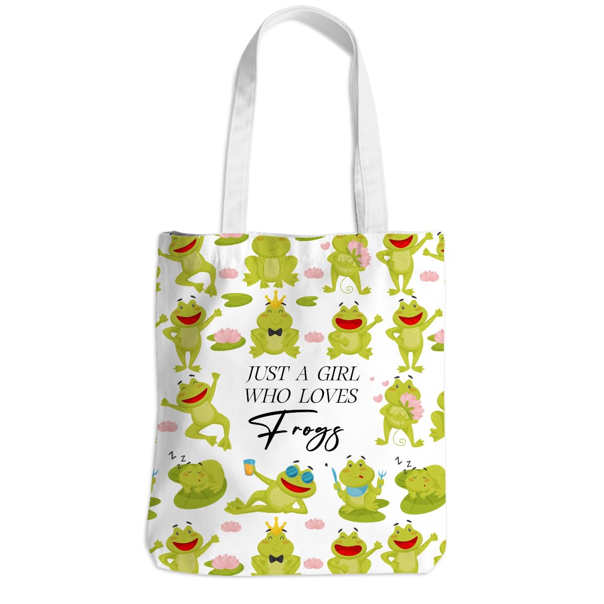 Henhesaha Frog Decor Canvas Tote Bag for Women - Cute Beach & Christmas Gifts - Reusable Grocery Bags