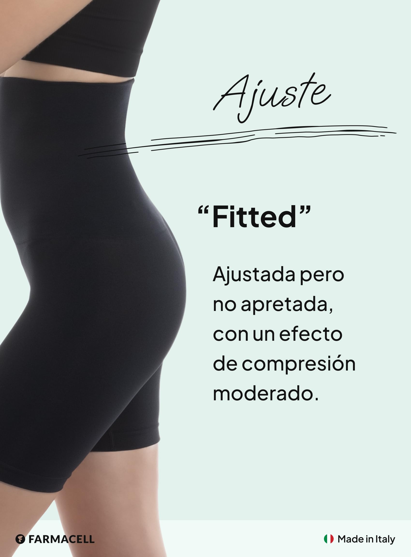 Farmacell Faja Pantalón Mujer con Efecto FIR Anticelulitis y Cintura Alta Doblable, Made in Italy, 603Y